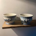 2 Delfts Blauwe Bloempotten, Antiek en Kunst, Antiek | Keramiek en Aardewerk, Ophalen of Verzenden