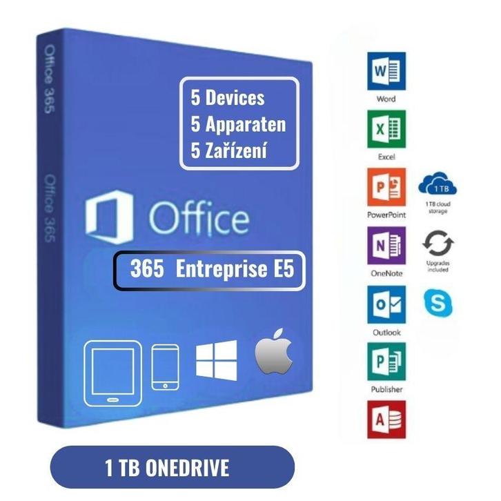 Office 365 Enterprise |1 jaar |15 apparaten | 1 TB Onedive, Computers en Software, Office-software, Nieuw, iOS, MacOS, Windows