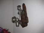 Antiek wandbord / 2 carbidlamp ., Antiek en Kunst, Ophalen of Verzenden