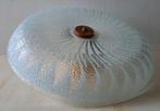 Vintage Jaren 50 plafonniere, glazen schaallamp, Ophalen of Verzenden, Gebruikt, Glas