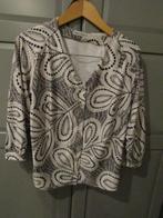 G613 Maicazz mt 38 blouse zwart beige wit travelstof stretch, Maat 38/40 (M), Verzenden, Beige, Maicazz