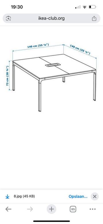 IKEA Bekant dubbel bureau / vergadertafel - zwart 140 x 140 - afbeelding 1