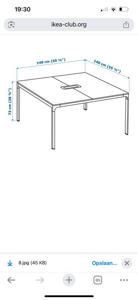 IKEA Bekant dubbel bureau / vergadertafel - zwart 140 x 140, Huis en Inrichting, Bureaus, Gebruikt, Ophalen
