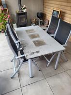 Tuinset; tafel met 4 stoelen merk Preston, Ophalen, 4 zitplaatsen, Gebruikt, Aluminium