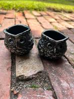 Uilen Potjes - Set van 2, Huis en Inrichting, Woonaccessoires | Vazen, Steen, Gebruikt, Zwart, Ophalen of Verzenden