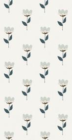 Kinderbehang Behang Retro Bloem Blauw Bibelotte, Nieuw, Ophalen of Verzenden, Wanddecoratie, Info@bibelotte.nl