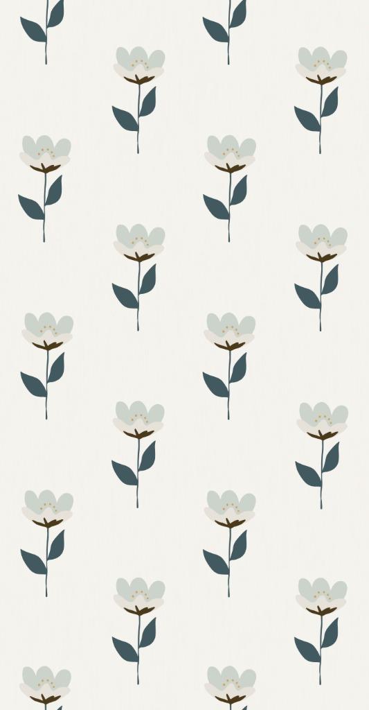 Kinderbehang Behang Retro Bloem Blauw Bibelotte, Kinderen en Baby's, Kinderkamer | Inrichting en Decoratie, Nieuw, Wanddecoratie