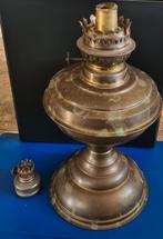 Vintage grote koperen en kleine tinnen olielamp, Antiek en Kunst, Antiek | Koper en Brons, Ophalen of Verzenden, Koper