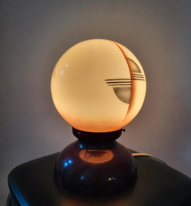 Art Deco plafondlamp, Huis en Inrichting, Lampen | Plafondlampen, Gebruikt, Glas, Ophalen of Verzenden