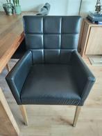 6 zwarte,  leren eetkamer stoelen met en zonder armleuning, Huis en Inrichting, Stoelen, Ophalen, Zwart, Zo goed als nieuw, Vijf, Zes of meer stoelen
