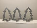 3  mooie houten kerstboompjes zilver kleur, Ophalen of Verzenden, Zo goed als nieuw