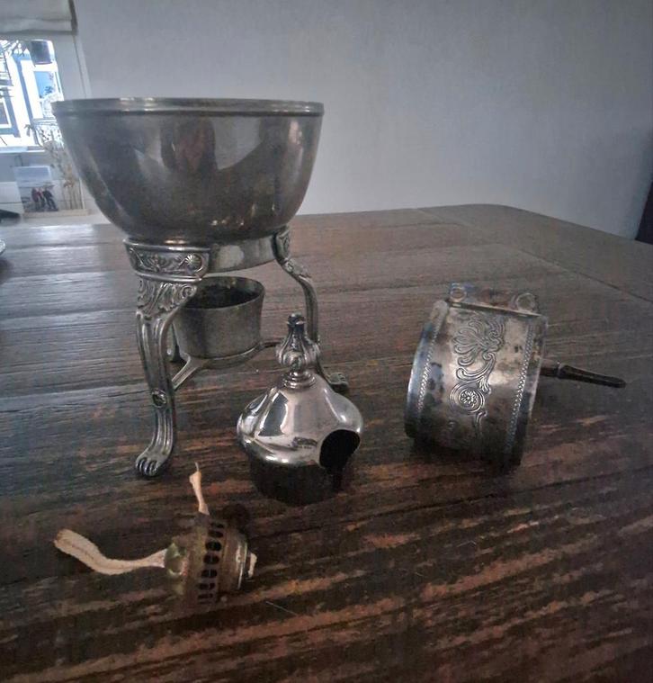 Zwaar verzilverd  Rechaud met Brandertje, Antiek en Kunst, Antiek | Goud en Zilver, Ophalen of Verzenden