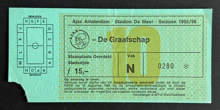 Voetbal toegangskaart AJAX - De Graafschap  20-12-1995, Verzamelen, Sportartikelen en Voetbal, Zo goed als nieuw, Ajax, Ophalen of Verzenden