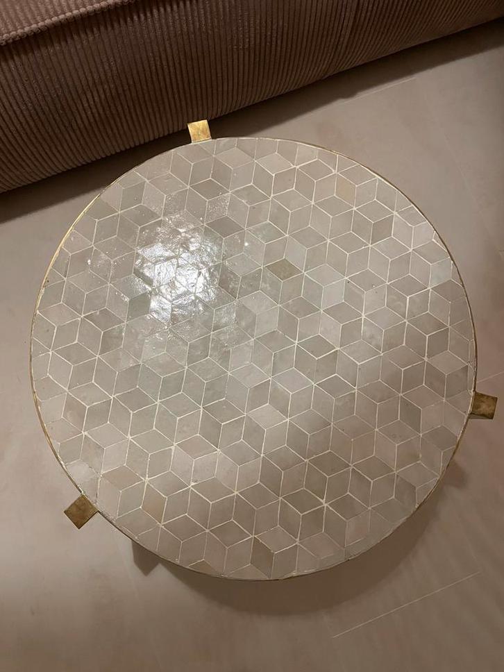 Messing Marokkaanse/Moroccan zellige salontafel/coffeetable, Huis en Inrichting, Tafels | Salontafels, Nieuw, Minder dan 50 cm