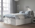 IKEA Brimnes Double Bed Frame with Drawers – Aalsmeer – €359, Huis en Inrichting, Ophalen, Gebruikt, Eenpersoons, Wit