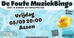 3 tickets foute muziekbingo Cafe Goud Assen, Tickets en Kaartjes, Kortingen en Cadeaubonnen, Twee personen, Overige soorten, Overige typen