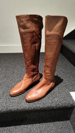 Cognac Leren Hoge Laarzen - Maat 39, Hoge laarzen, Bruin, Ophalen of Verzenden, Zo goed als nieuw