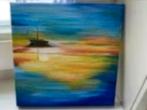 Schilderij Acryl : zonsondergang op het water, Minder dan 50 cm, Oorspronkelijke maker, Nieuw, Ophalen of Verzenden