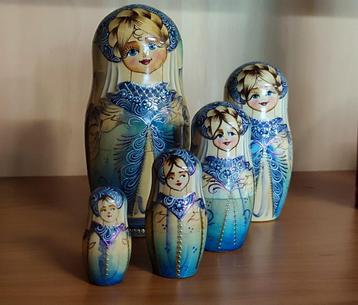 5-delige ECHT Russische Matroesjka poppetjes - ALS NIEUW! beschikbaar voor biedingen