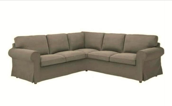 Ektorp Hoekbank 5-zits Grijsbruin, Huis en Inrichting, Banken | Complete zithoeken, Gebruikt, Stof, Ophalen