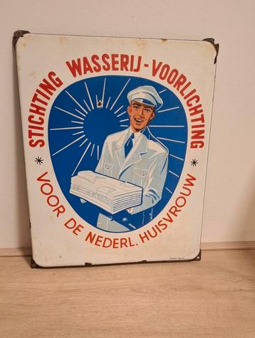 Emaille Reclamebord Stichting Wasserij Voorlichting  beschikbaar voor biedingen