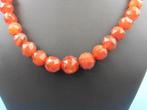 Carneolen collier met zilveren slot                     D103, Sieraden, Tassen en Uiterlijk, Antieke sieraden, Ophalen of Verzenden