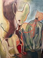 Wilde katten te koop Marleen van Lanen eur 249, Antiek en Kunst, Kunst | Schilderijen | Modern, Ophalen of Verzenden
