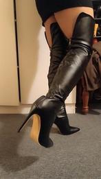 Lederlook overknee laarzen, Hoge laarzen, Verzenden, Zwart, Nieuw