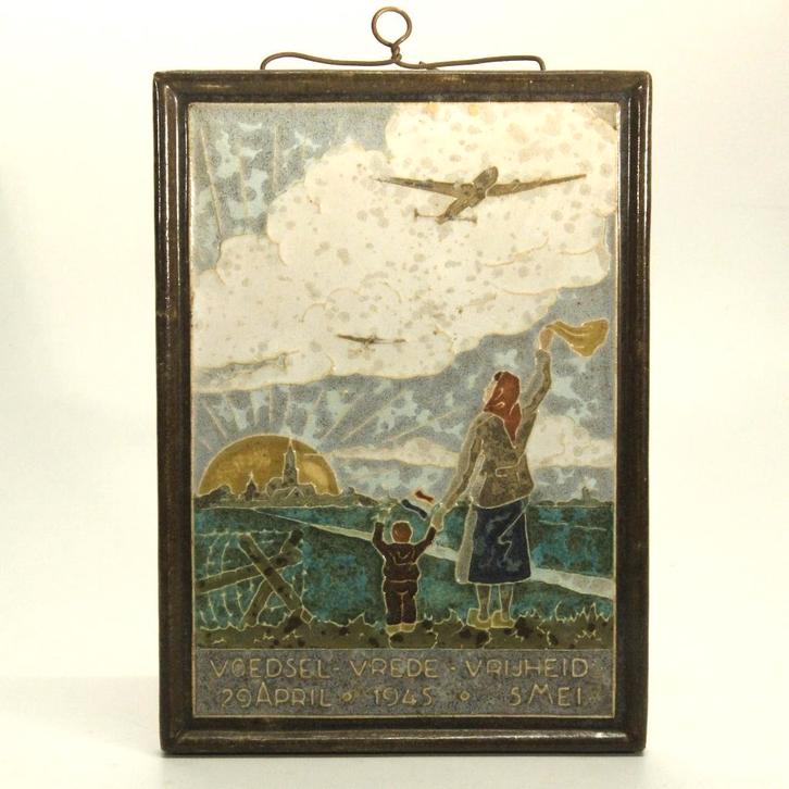 OPRUIMING - Wandtegel Porceleyne Fles Voedseldropping - GAAF, Antiek en Kunst, Antiek | Wandborden en Tegels, Ophalen of Verzenden