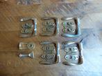 Set van 5 massief messing deurklinken met toebehoren, Ophalen of Verzenden, Gebruikt, Koper of Messing, Klink of Kruk
