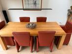 Uitschuifbare eettafel + 6 luxe stoelen, Huis en Inrichting, Ophalen, 100 tot 150 cm, Eikenhout, 200 cm of meer