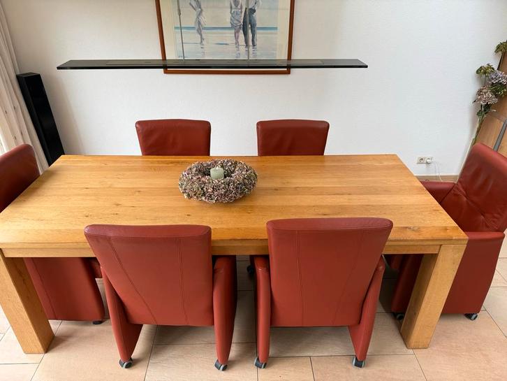 Uitschuifbare eettafel + 6 luxe stoelen, Huis en Inrichting, Tafels | Eettafels, Zo goed als nieuw, 100 tot 150 cm, 200 cm of meer