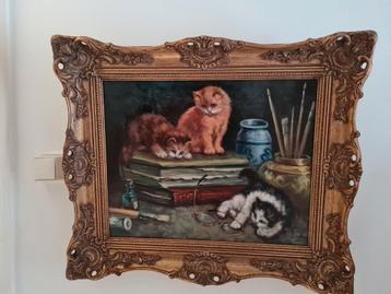 Poezen schilderij Charles van den Eycken  beschikbaar voor biedingen