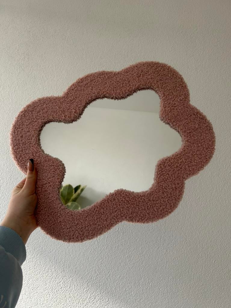 Roze teddy spiegel, Ophalen, Minder dan 50 cm, Rond, Zo goed als nieuw