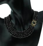 Granaat antieke ketting 14k gouden slot 5-strengs dames, Ophalen of Verzenden, Goud, Ketting, Met edelsteen