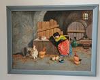 Schilderij van F. Borrelli - boerderij / boerenleven, Antiek en Kunst, Kunst | Schilderijen | Klassiek, Ophalen