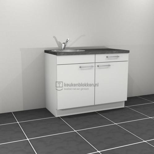 Wit keukenblok 1.20m met spoelbak links, op voorraad !!, Huis en Inrichting, Keuken | Keukenelementen, Gebruikt, Minder dan 100 cm