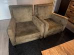 Olijfgroene Olav velours/suede fauteuils, Ophalen, Zo goed als nieuw, 75 tot 100 cm, 50 tot 75 cm