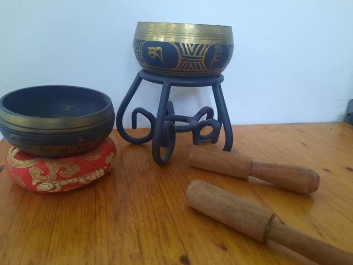 Set van 2 Tibetaanse klankschalen, Muziek en Instrumenten, Percussie, Melodische percussie, Ophalen