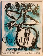 Chagall affiche tentoonstelling Gallerie Maeght 1962, Gebruikt, Onbekend, Ophalen of Verzenden, Print