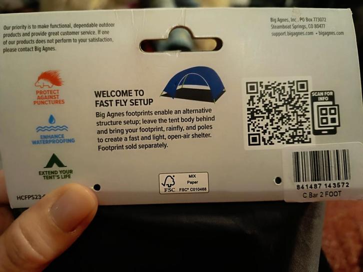 Big agnes C Bar footprint, Caravans en Kamperen, Tenten, tot en met 2, Nieuw, Ophalen of Verzenden