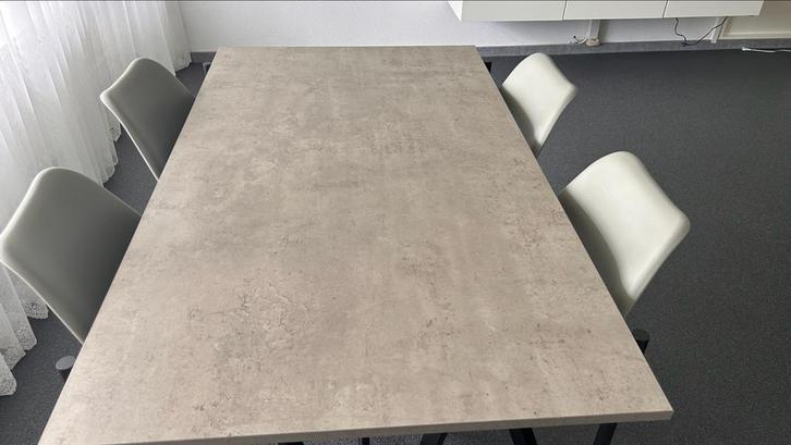 Antracietkleurige eettafel met 4 stoelen, Huis en Inrichting, Tafels | Eettafels, Gebruikt, 100 tot 150 cm, 150 tot 200 cm, Vier personen