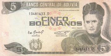 BANCO de BOLIVIA 5 BOLIVIANOS beschikbaar voor biedingen