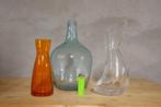 2x glazen schenkkan en wijnfles, Antiek en Kunst, Ophalen of Verzenden