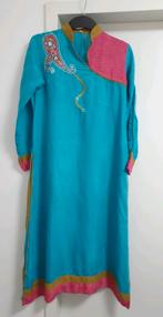 Blauw roze geborduurde jurk tuniek kameez kurta indiase MT M, Ophalen of Verzenden, Zo goed als nieuw, Maat 38/40 (M), Blauw