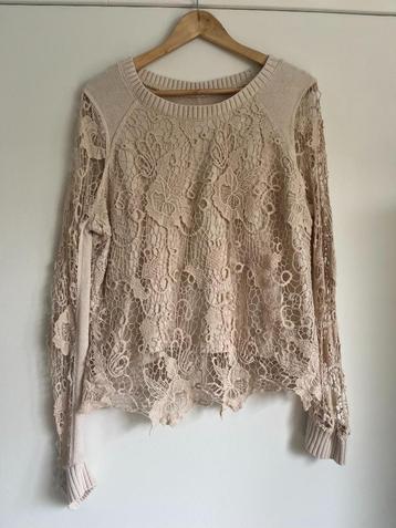 Free People trui lange mouwen top creme kant mouwen maat M beschikbaar voor biedingen