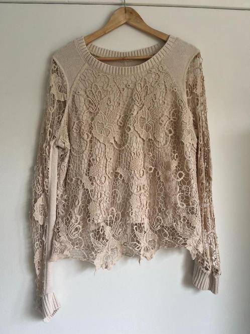 Free People trui lange mouwen top creme kant mouwen maat M, Kleding | Dames, Truien en Vesten, Zo goed als nieuw, Maat 38/40 (M)