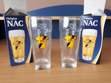 NAC bierglazen,: 2 glazen, NIEUW, ONGEBRUIKT