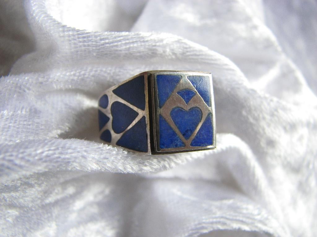 Mooie Handgemaakte Zilveren Ring met Lapis Lazuli, Verzenden, Zilver, Ring, Met edelsteen