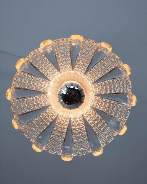 Franse vintage glazen Holophane hanglamp Art-Deco, Huis en Inrichting, Lampen | Hanglampen, Zo goed als nieuw, Minder dan 50 cm